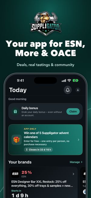 Suppligator app: supplement deals from ESN, More Nutrition and OACE on your phone