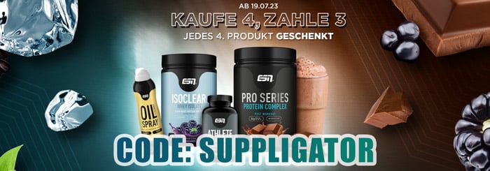 “Buy 4, Get 3 Free” promotion at ESN + 3 free bottles of vitamin syrup with purchases of €75 or more