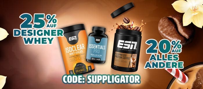 25% off Designer Whey and 20% off everything else at ESN
