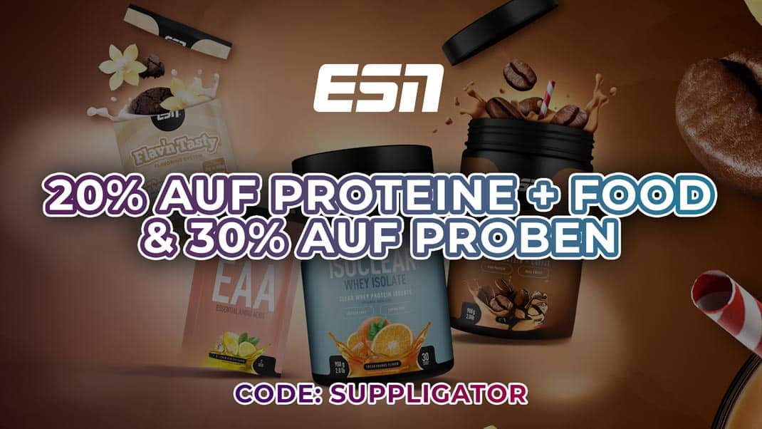 ESN Weekly Special: 20% off protein supplements and food, and 30% off samples