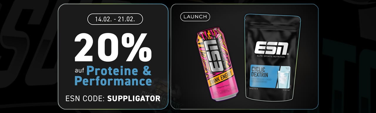 20% off protein and performance products during the ESN Love to Perform promotion