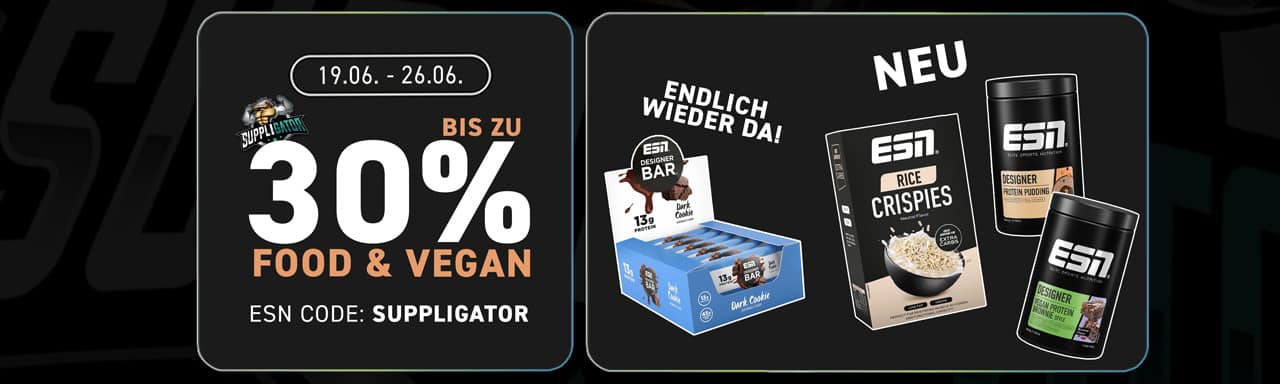Up to 30% off during the ESN Food & Vegan promotion + restock of the Dark Cookie Designer Bar