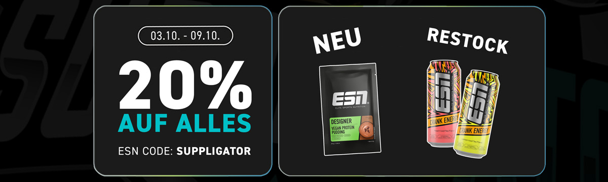 20% off everything at ESN + CRANK Energy restock