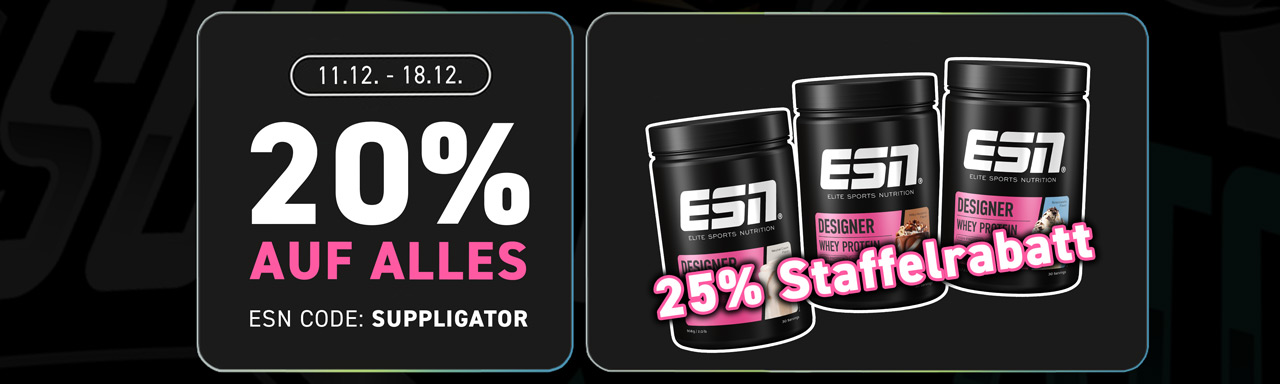 20% off everything + 25% Designer Whey volume discount