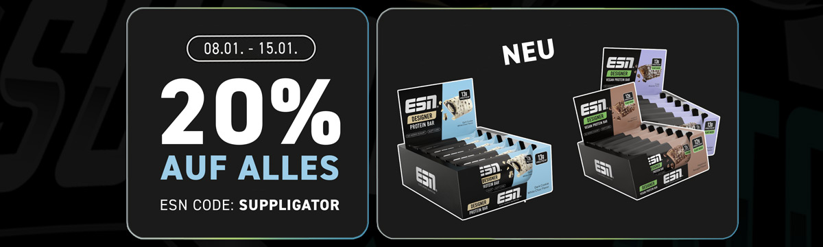 20% off everything at ESN + New Designer Bars Now Available