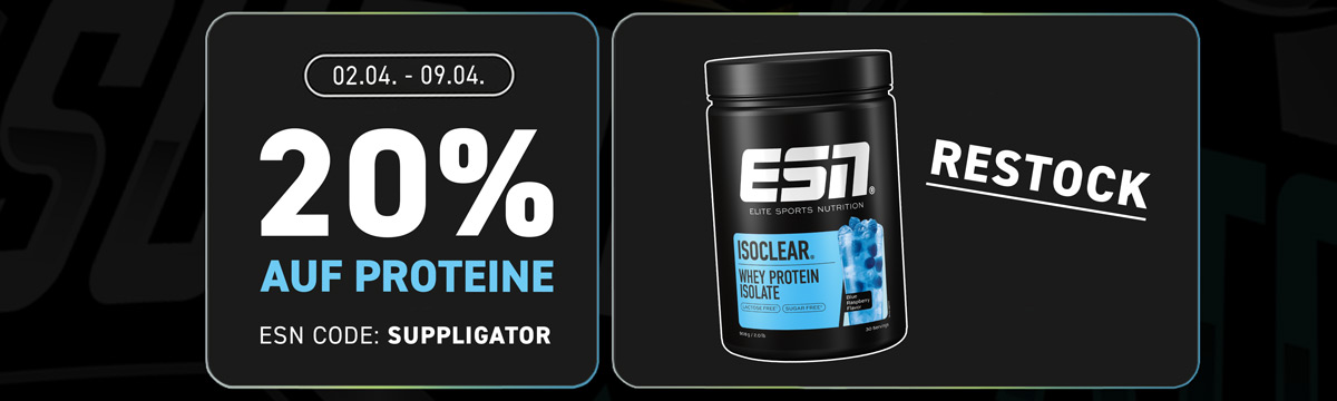 20% off all protein products during the ESN + ISOCLEAR Restock
