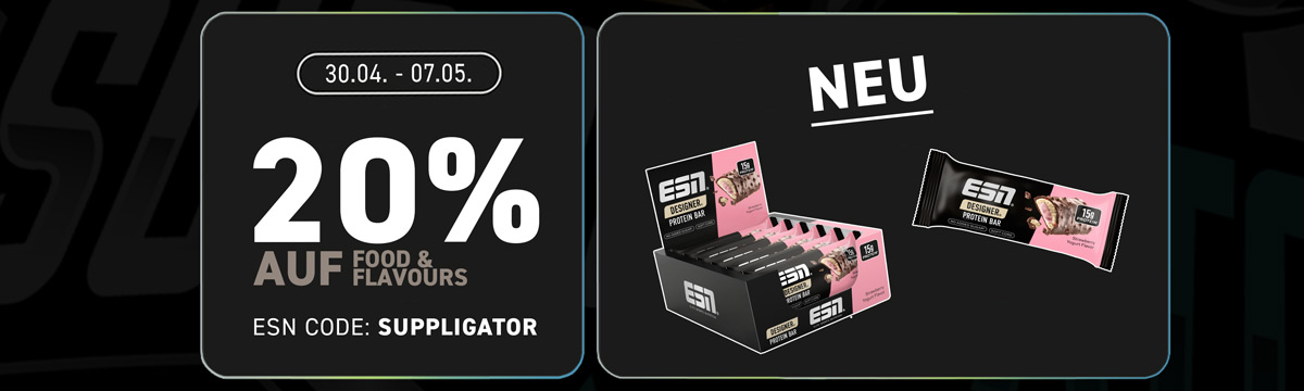 20% off food at ESN + new Designer Bar Strawberry Yogurt