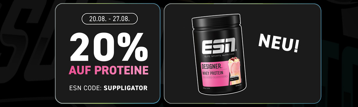 20% off protein products at ESN with the launch of the new Designer Whey KiBa
