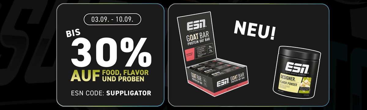 Up to 30% off during the ESN Food & Flavor promotion to celebrate the launch of GOAT Bar