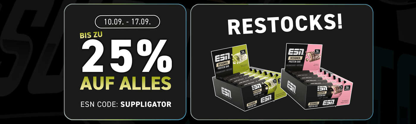 25% off everything at ESN with the Designer Bar Restock