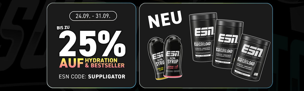 Up to 25% off at ESN on hydration products and bestsellers—New: Hydroload!
