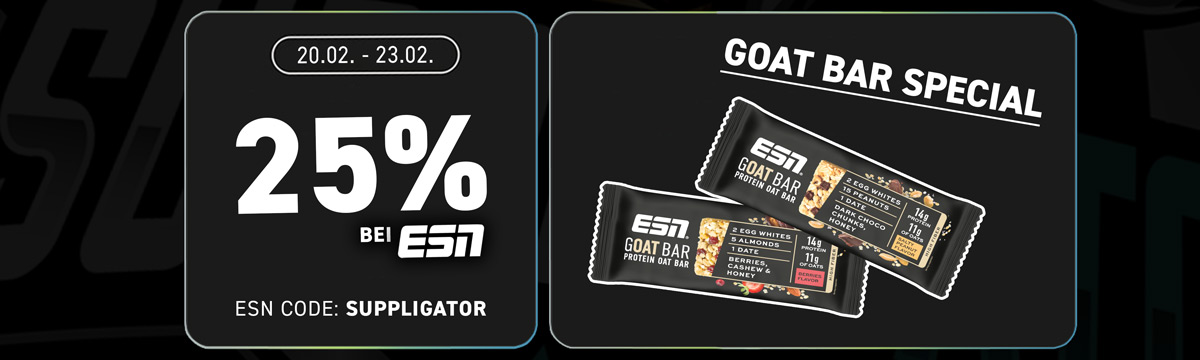 25% off everything at the ESN + GOAT Bar Relaunch