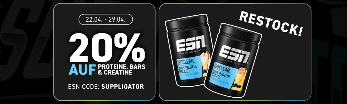 20% off protein, bars, and creatine at ESN + restock of ISOCLEAR community favorites