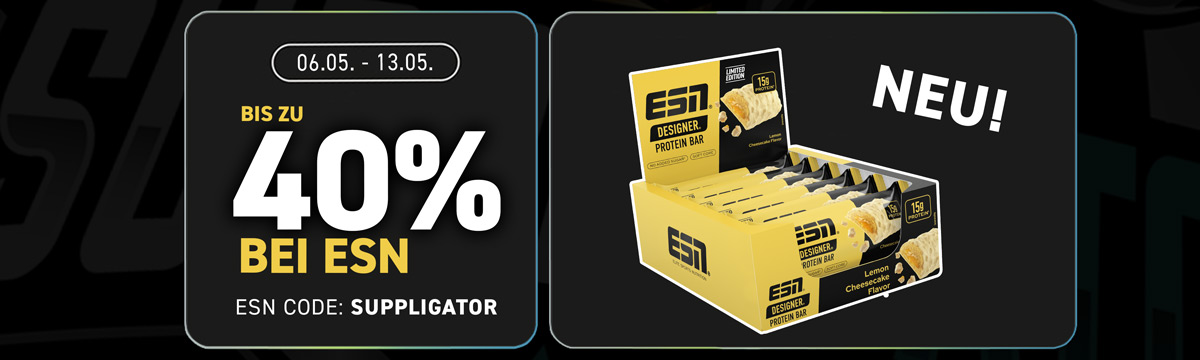 Up to 40% off everything at ESN with the launch of the new Designer Bar in Lemon Cheesecake flavor