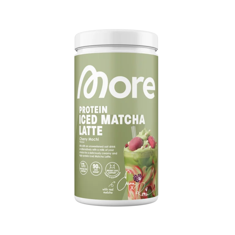More Protein Iced Matcha Latte Cherry Mochi (Romi x Emma)