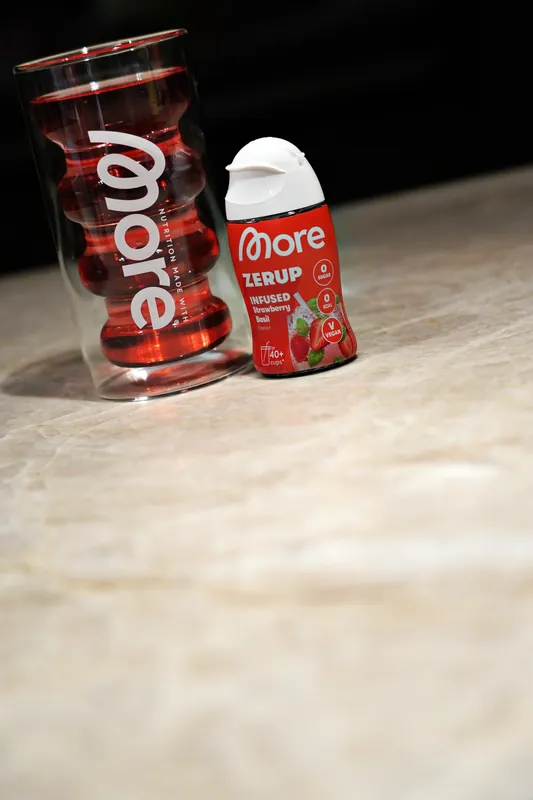 More Zerup – Infused Strawberry Basil, with a glass